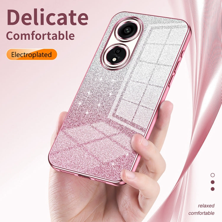 For OPPO Reno7 5G Gradient Glitter Powder Electroplated Phone Case(Transparent) - OPPO Cases by buy2fix | Online Shopping UK | buy2fix