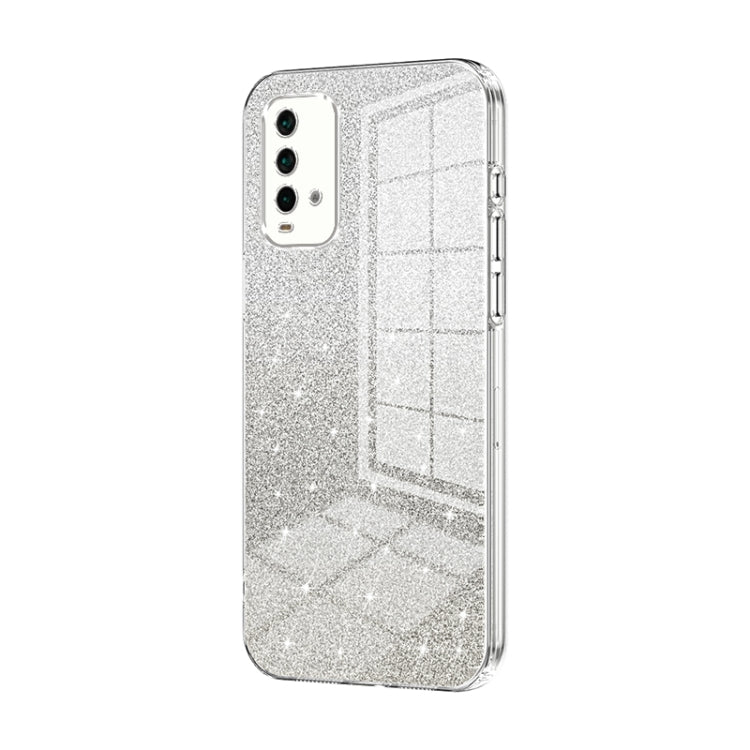 For Xiaomi Redmi Note 9 4G Gradient Glitter Powder Electroplated Phone Case(Transparent) - Xiaomi Cases by buy2fix | Online Shopping UK | buy2fix