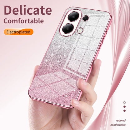 For Xiaomi Redmi Note 11E / Redmi 10 5G Gradient Glitter Powder Electroplated Phone Case(Transparent) - Xiaomi Cases by buy2fix | Online Shopping UK | buy2fix