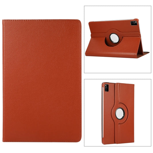 For Lenovo Tab M11 / Xiaoxin Pad 11 2024 360 Degree Rotation Litchi Texture Leather Tablet Case(Brown) - Lenovo by buy2fix | Online Shopping UK | buy2fix