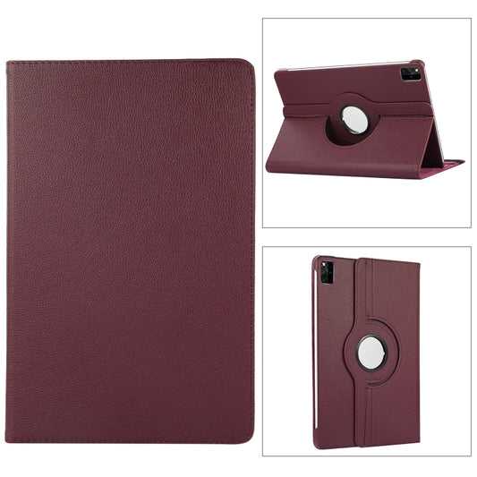 For Lenovo Tab M11 / Xiaoxin Pad 11 2024 360 Degree Rotation Litchi Texture Leather Tablet Case(Purple) - Lenovo by buy2fix | Online Shopping UK | buy2fix