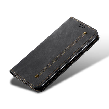 For OnePlus 13 Denim Texture Casual Style Horizontal Flip Leather Case(Black) - OnePlus Cases by buy2fix | Online Shopping UK | buy2fix