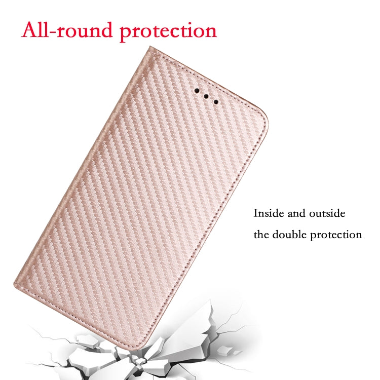 For Xiaomi Redmi Note 13 Pro 5G Carbon Fiber Texture Flip Holder Leather Phone Case(Rose Gold) - Note 13 Pro Cases by buy2fix | Online Shopping UK | buy2fix