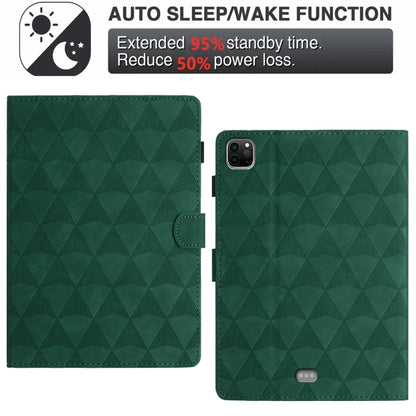 For iPad Pro 11 2024 Diamond Texture Embossed Leather Smart Tablet Case(Green) - iPad Pro 11 2024 Cases by buy2fix | Online Shopping UK | buy2fix