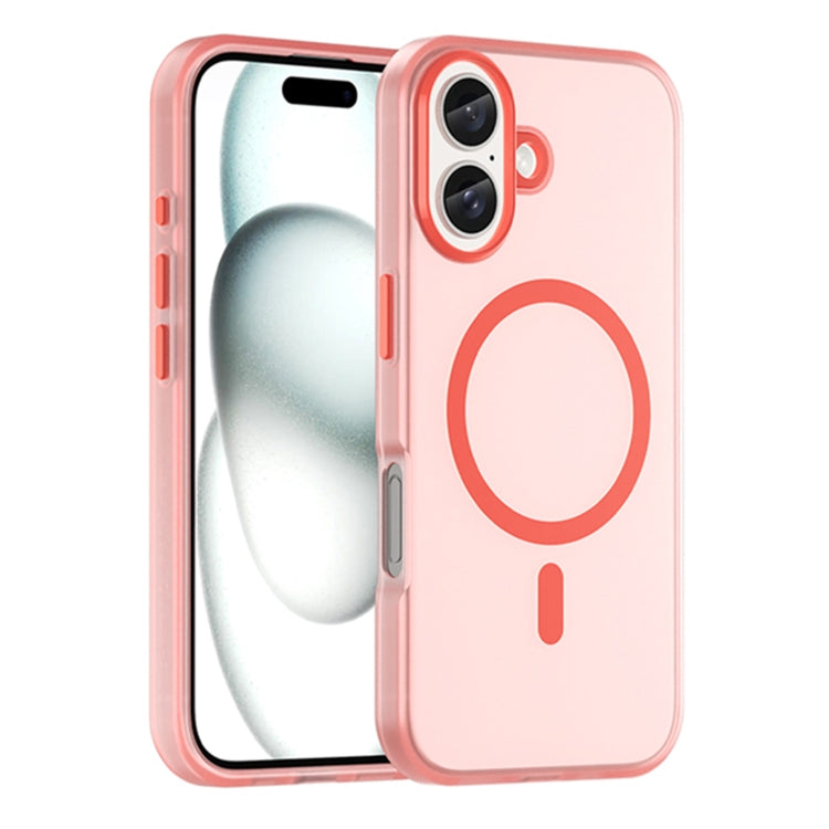 For iPhone 16 MagSafe Frosted Translucent TPU + PC Full Coverage Phone Case(Red) - iPhone 16 Cases by buy2fix | Online Shopping UK | buy2fix