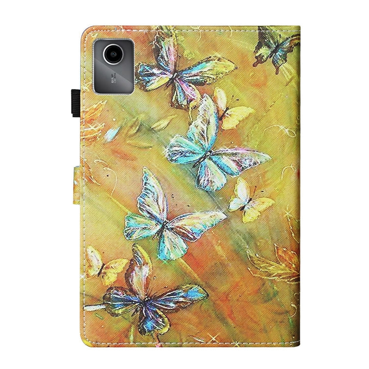 For Lenovo Tab M11/ Xiaoxin Pad 11 2024 Coloured Drawing Stitching Smart Leather Tablet Case(Butterfly) - Lenovo by buy2fix | Online Shopping UK | buy2fix
