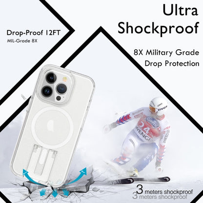 For iPhone 15 Pro Max Shockproof Terminator MagSafe Phone Case with Holder(Glitter White) - iPhone 15 Pro Max Cases by buy2fix | Online Shopping UK | buy2fix