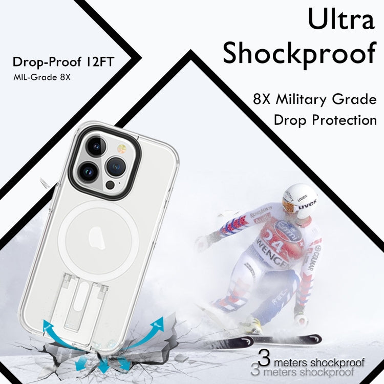 For iPhone 15 Shockproof Terminator MagSafe Phone Case with Holder(Transparent) - iPhone 15 Cases by buy2fix | Online Shopping UK | buy2fix