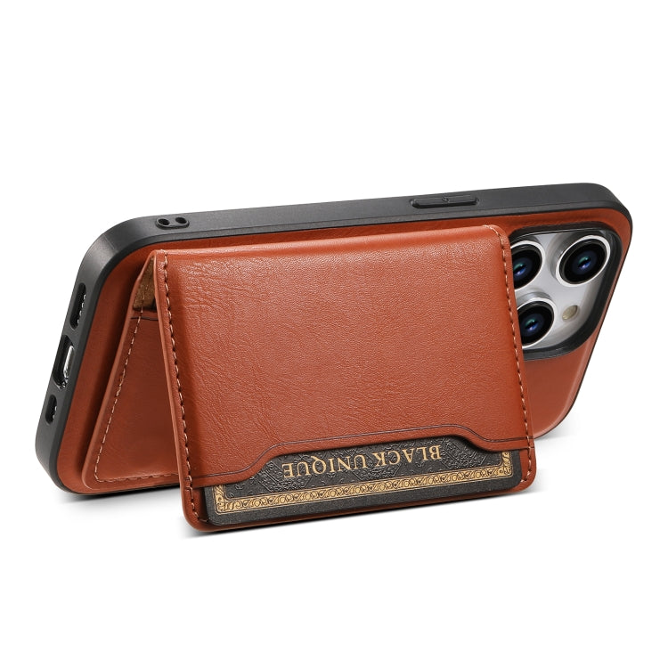 For iPhone 12 Pro Max Denior Cowhide Texture Leather MagSafe Detachable Wallet Phone Case(Brown) - iPhone 12 Pro Max Cases by Denior | Online Shopping UK | buy2fix