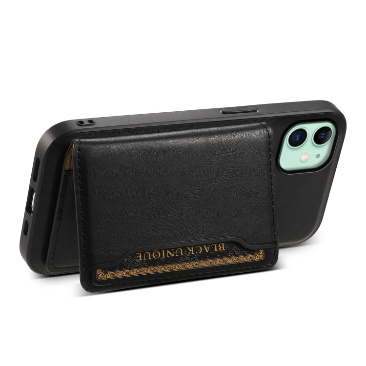 For iPhone 11 Denior Cowhide Texture Leather MagSafe Detachable Wallet Phone Case(Black) - iPhone 11 Cases by Denior | Online Shopping UK | buy2fix