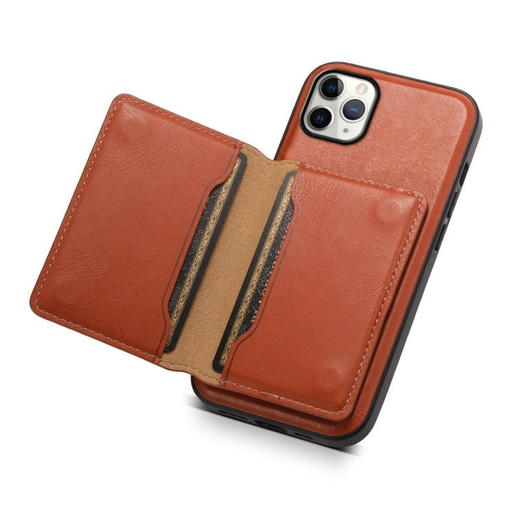 For iPhone 11 Pro Max Denior Cowhide Texture Leather MagSafe Detachable Wallet Phone Case(Brown) - iPhone 11 Pro Max Cases by Denior | Online Shopping UK | buy2fix
