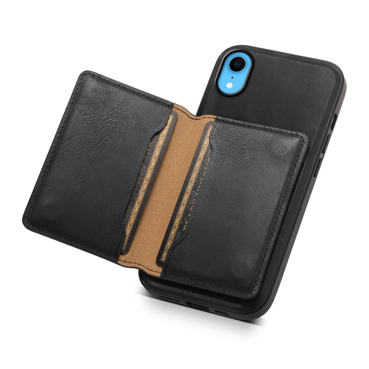 For iPhone XR Denior Cowhide Texture Leather MagSafe Detachable Wallet Phone Case(Black) - More iPhone Cases by Denior | Online Shopping UK | buy2fix