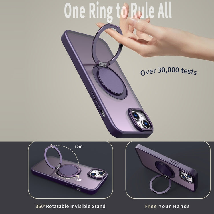 For iPhone 15 Plus 360-degree Rotating MagSafe Magnetic Holder Phone Case(Purple) - iPhone 15 Plus Cases by buy2fix | Online Shopping UK | buy2fix