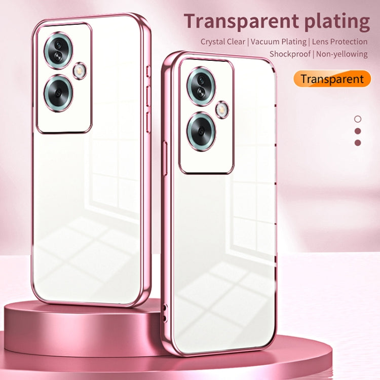 For OPPO A79 5G / A2 Transparent Plating Fine Hole Phone Case(Pink) - OPPO Cases by buy2fix | Online Shopping UK | buy2fix