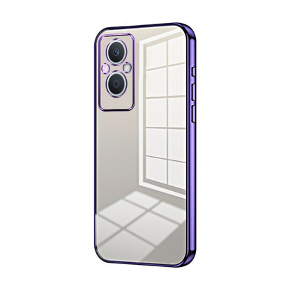 For OPPO Reno7 Z 5G / F21 Pro 5G Transparent Plating Fine Hole Phone Case(Purple) - OPPO Cases by buy2fix | Online Shopping UK | buy2fix