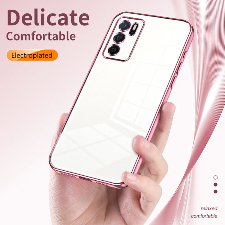 For OPPO A16 / A16s / A54s Transparent Plating Fine Hole Phone Case(Pink) - OPPO Cases by buy2fix | Online Shopping UK | buy2fix