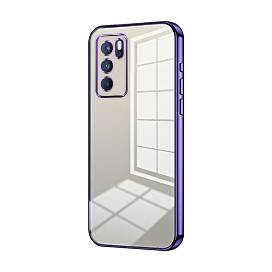 For OPPO Reno6 Pro Indian  Transparent Plating Fine Hole Phone Case(Purple) - OPPO Cases by buy2fix | Online Shopping UK | buy2fix