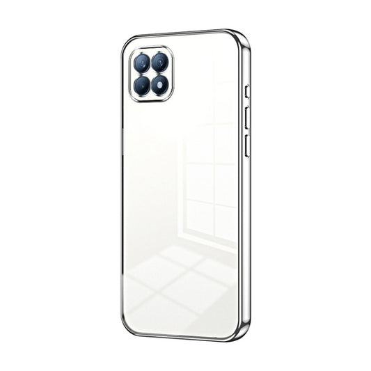 For OPPO Reno4 SE Transparent Plating Fine Hole Phone Case(Silver) - OPPO Cases by buy2fix | Online Shopping UK | buy2fix