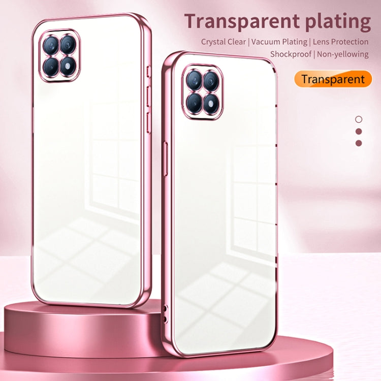 For OPPO Reno4 SE Transparent Plating Fine Hole Phone Case(Silver) - OPPO Cases by buy2fix | Online Shopping UK | buy2fix