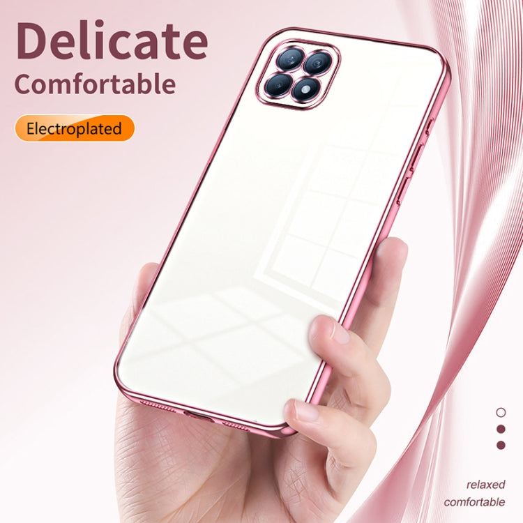 For OPPO Reno4 SE Transparent Plating Fine Hole Phone Case(Silver) - OPPO Cases by buy2fix | Online Shopping UK | buy2fix