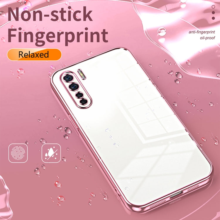 For OPPO A91 Transparent Plating Fine Hole Phone Case(Purple) - OPPO Cases by buy2fix | Online Shopping UK | buy2fix