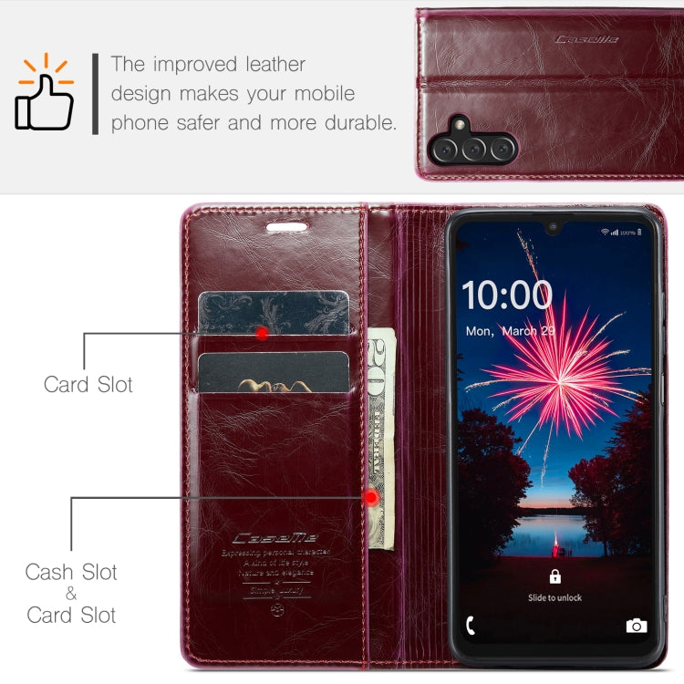 For Samsung Galaxy A15 CaseMe 003 Crazy Horse Texture Flip Leather Phone Case(Mulberry Red) - Galaxy Phone Cases by CaseMe | Online Shopping UK | buy2fix