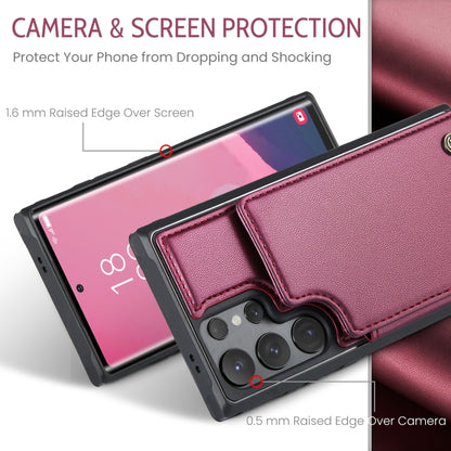 For Samsung Galaxy S24 Ultra 5G CaseMe C22 PC+TPU Business Style RFID Anti-theft Leather Phone Case(Wine Red) - Galaxy S24 Ultra 5G Cases by CaseMe | Online Shopping UK | buy2fix