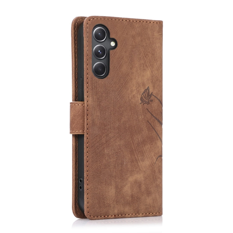 For Samsung Galaxy S24+ / S25+ 5G Orchid Butterfly Embossed Leather Phone Case(Brown) - Galaxy S24+ 5G Cases by buy2fix | Online Shopping UK | buy2fix