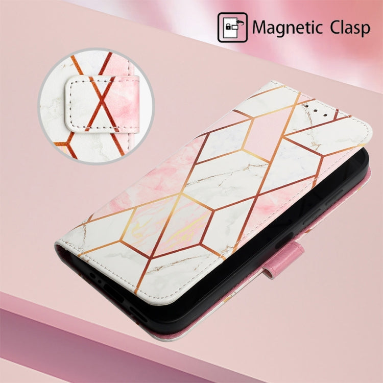 For Motorola Moto G Power 5G 2024 PT003 Marble Pattern Flip Leather Phone Case(Pink White) - Motorola Cases by buy2fix | Online Shopping UK | buy2fix