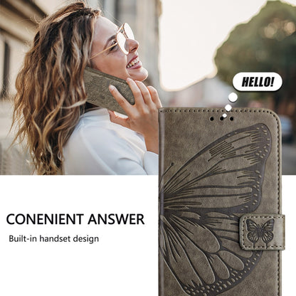 For Samsung Galaxy M55 Embossed Butterfly Leather Phone Case(Grey) - Galaxy Phone Cases by buy2fix | Online Shopping UK | buy2fix