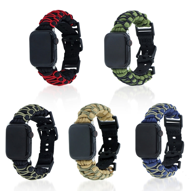 For Apple Watch Ultra 49mm Dual-layer Braided Paracord Buckle Watch Band(Khaki Army Green) - Watch Bands by buy2fix | Online Shopping UK | buy2fix