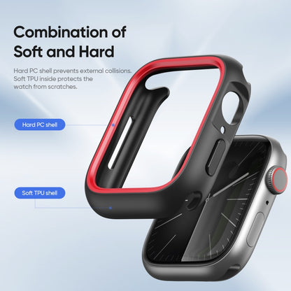 For Apple Watch 9 / 8 / 7 41mm DUX DUCIS Bamo Series Hollow PC + TPU Watch Protective Case(Black+Red) - Watch Cases by DUX DUCIS | Online Shopping UK | buy2fix