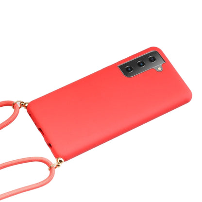 For Samsung Galaxy S24+ 5G Wheat Straw Material + TPU Phone Case with Lanyard(Red) - Galaxy S24+ 5G Cases by buy2fix | Online Shopping UK | buy2fix