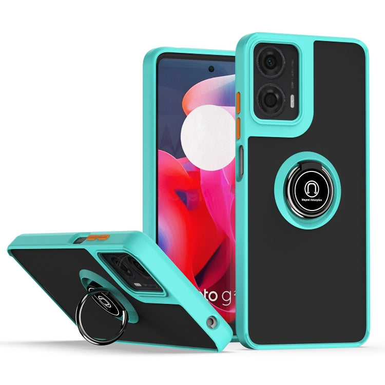 For Motorola Moto G24 / G04 Q Shadow 1 Series TPU + PC Phone Case with Ring(Sky Blue) - Motorola Cases by buy2fix | Online Shopping UK | buy2fix