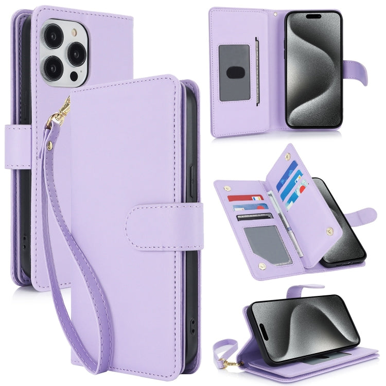 For iPhone 16 Pro Max Multi-Card Wallet RFID Leather Phone Case(Light Purple) - iPhone 16 Pro Max Cases by buy2fix | Online Shopping UK | buy2fix