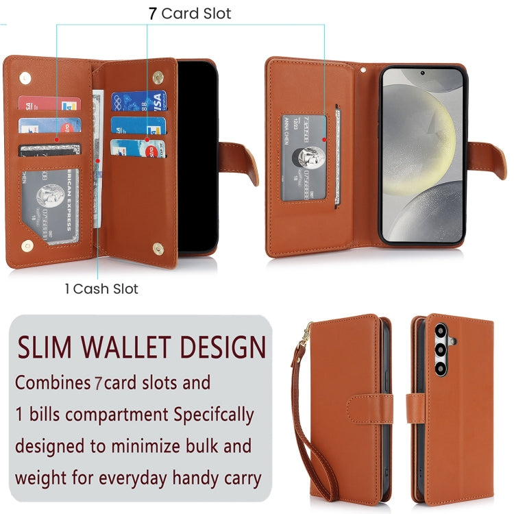 For Samsung Galaxy S24+ / S25+ 5G Multi-Card Wallet RFID Leather Phone Case(Brown) - Galaxy S24+ 5G Cases by buy2fix | Online Shopping UK | buy2fix