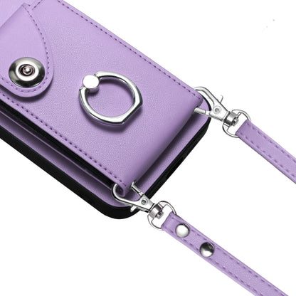 For Xiaomi Redmi Note 13 Pro 4G Global Organ Card Bag Ring Holder Phone Case with Long Lanyard(Purple) - Note 13 Pro Cases by buy2fix | Online Shopping UK | buy2fix