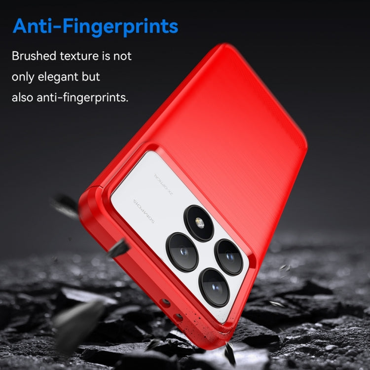 For Xiaomi Redmi K70 Brushed Texture Carbon Fiber TPU Phone Case(Red) - K70 Cases by buy2fix | Online Shopping UK | buy2fix