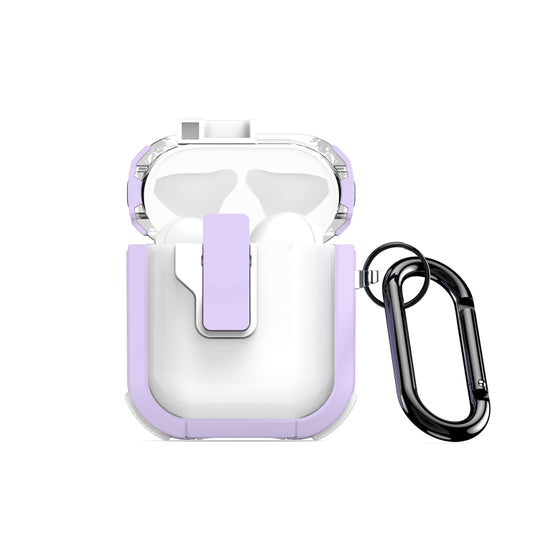 For AirPods 1/2 DUX DUCIS PECN Series Split Two-color Transparent Earphone Case with Hook(Purple White) - For AirPods 1/2 by DUX DUCIS | Online Shopping UK | buy2fix