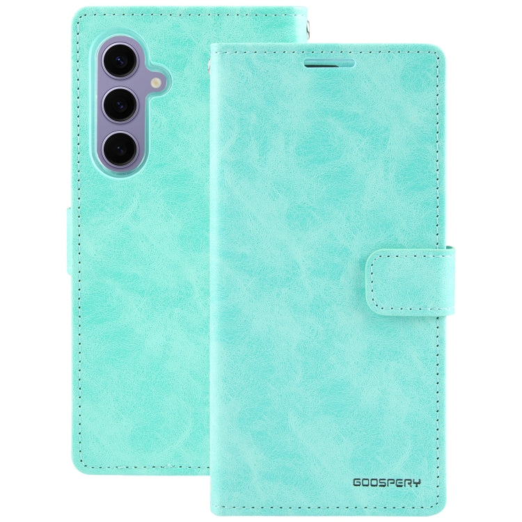 For Samsung Galaxy S24 5G GOOSPERY BLUE MOON Crazy Horse Texture Leather Phone Case(Mint Green) - Galaxy S24 5G Cases by GOOSPERY | Online Shopping UK | buy2fix