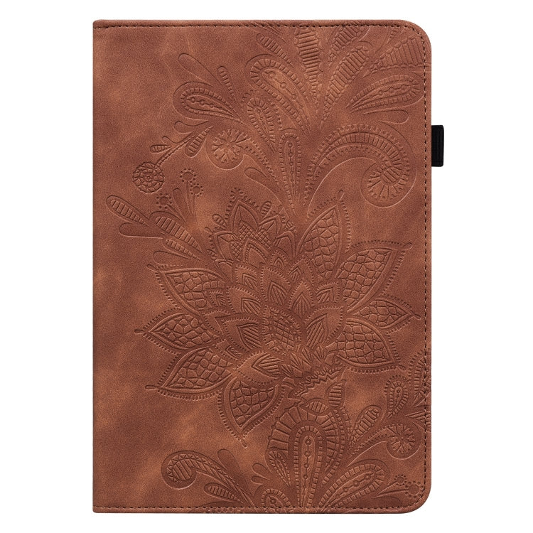 For Lenovo Tab M11 / Xiaoxin Pad 11 2024 Lace Flower Embossing Pattern Leather Tablet Case(Brown) - Lenovo by buy2fix | Online Shopping UK | buy2fix