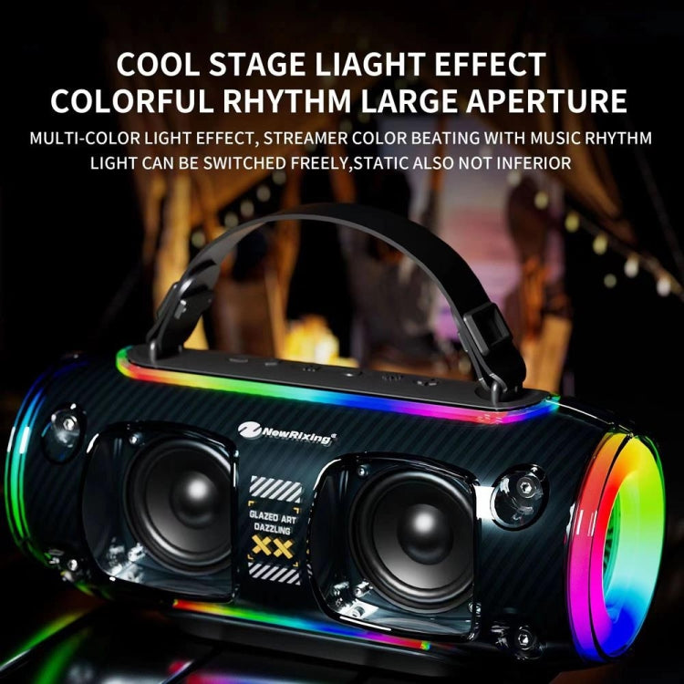 New Rixing NR8806 Portable Outdoor Wireless Bluetooth Speaker RGB Colorful Subwoofer, Style:Dual Mic(Black) - Desktop Speaker by NewRixing | Online Shopping UK | buy2fix