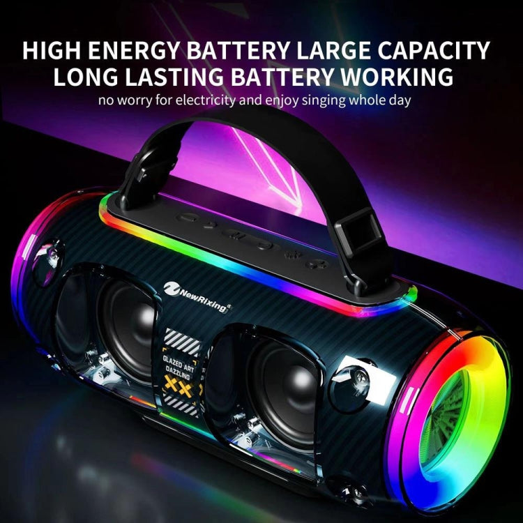 New Rixing NR8806 Portable Outdoor Wireless Bluetooth Speaker RGB Colorful Subwoofer, Style:Dual Mic(Black) - Desktop Speaker by NewRixing | Online Shopping UK | buy2fix