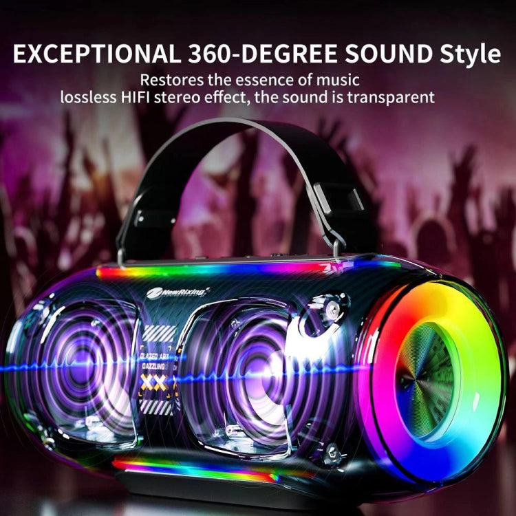 New Rixing NR8806 Portable Outdoor Wireless Bluetooth Speaker RGB Colorful Subwoofer, Style:Dual Mic(Black) - Desktop Speaker by NewRixing | Online Shopping UK | buy2fix