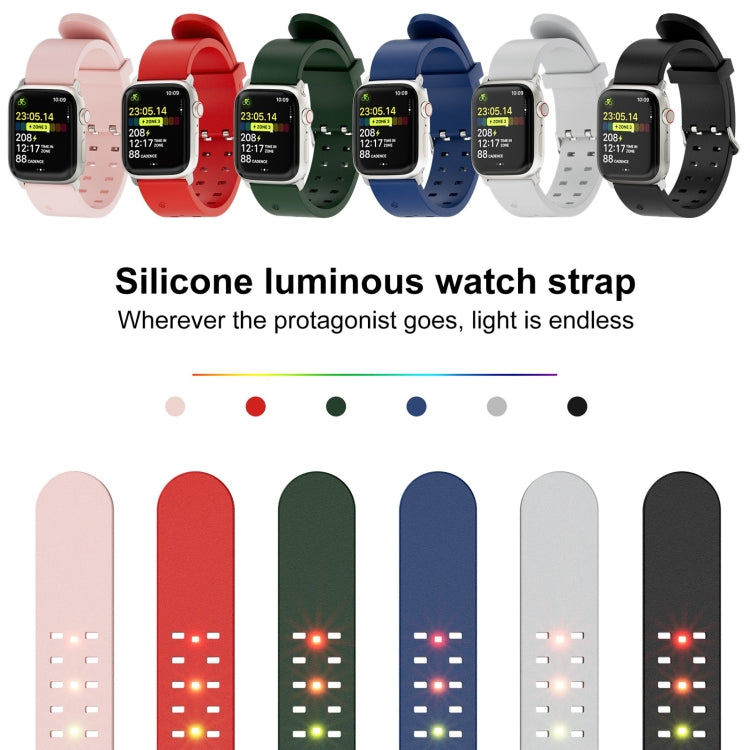 For Apple Watch Ultra 49mm Luminous Colorful Light Silicone Watch Band(Black) - Watch Bands by buy2fix | Online Shopping UK | buy2fix