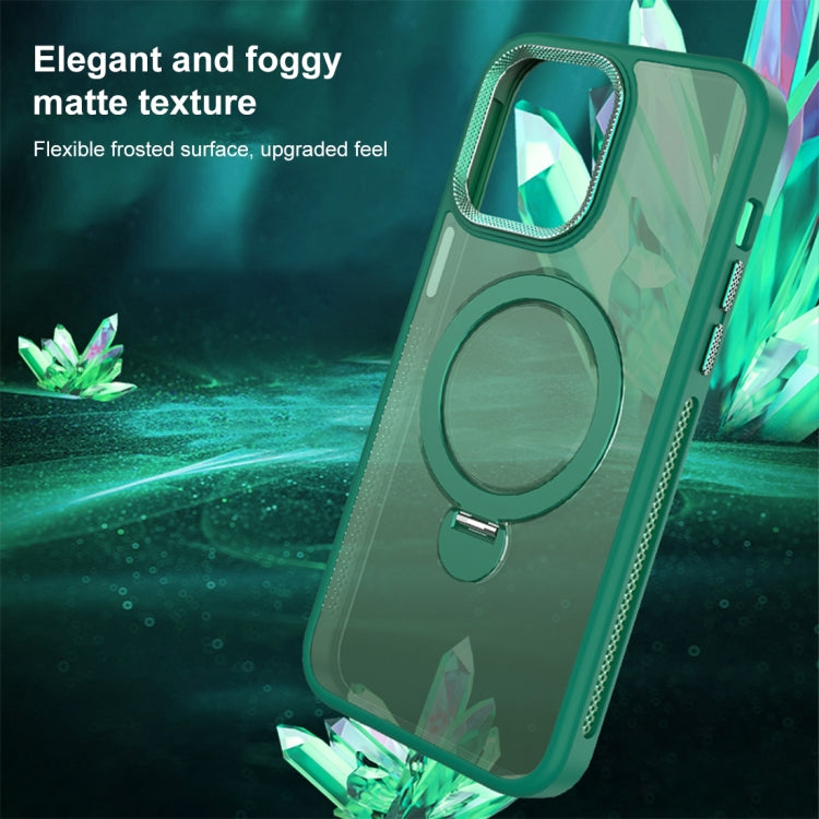 For iPhone 14 MagSafe Magnetic Holder Breathable Phone Case(Green) - iPhone 14 Cases by buy2fix | Online Shopping UK | buy2fix