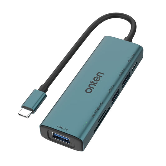 Onten UC120 6 in 1 USB-C to SD / TF Card Reader with 3-Ports USB HUB & 5V Input - USB HUB by Onten | Online Shopping UK | buy2fix