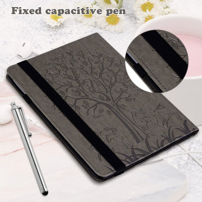For Lenovo Tab M11 / Xiaoxin Pad 11 2024 Tree & Deer Embossed Leather Tablet Case(Grey) - Lenovo by buy2fix | Online Shopping UK | buy2fix