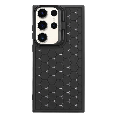For Samsung Galaxy S24 Ultra 5G Honeycomb Radiating Lens Holder Magsafe Phone Case(Black) - Galaxy S24 Ultra 5G Cases by buy2fix | Online Shopping UK | buy2fix