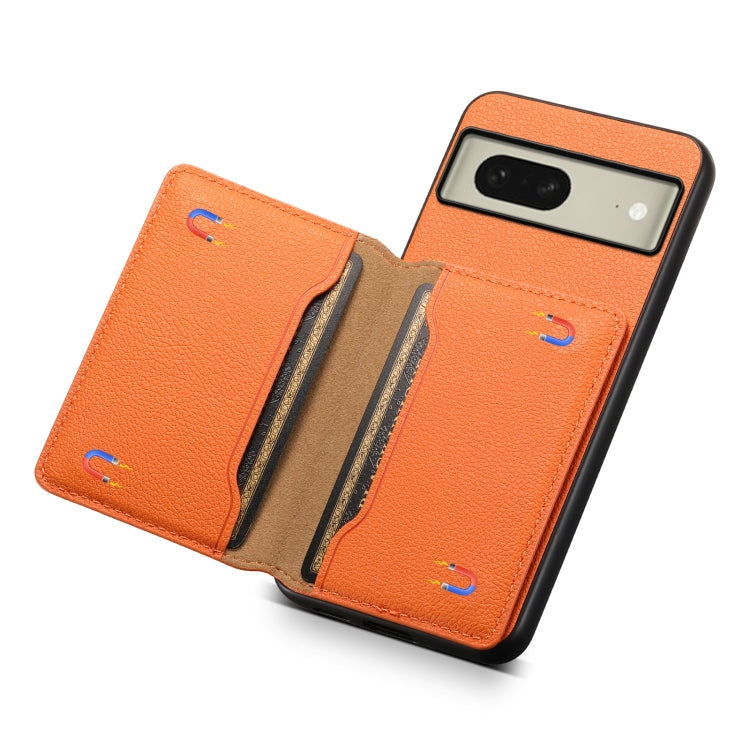 For Google Pixel 8 Calf Texture Card Bag Design Full Coverage Phone Case(Orange) - Google Cases by buy2fix | Online Shopping UK | buy2fix